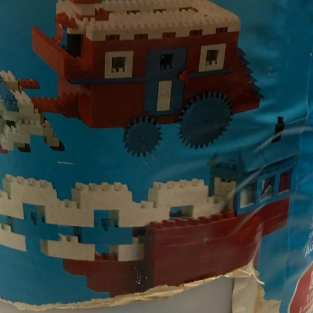 Sears BRIX BLOX 1000pc Bucket Bricks Gears Red White Blue Vintage 5 Lbs EUC